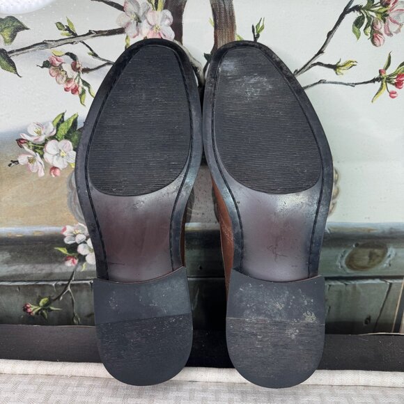 Joseph Abboud Mens Size 11D Brown Leather Wingtip Dress Shoes - Picture 4 of 7